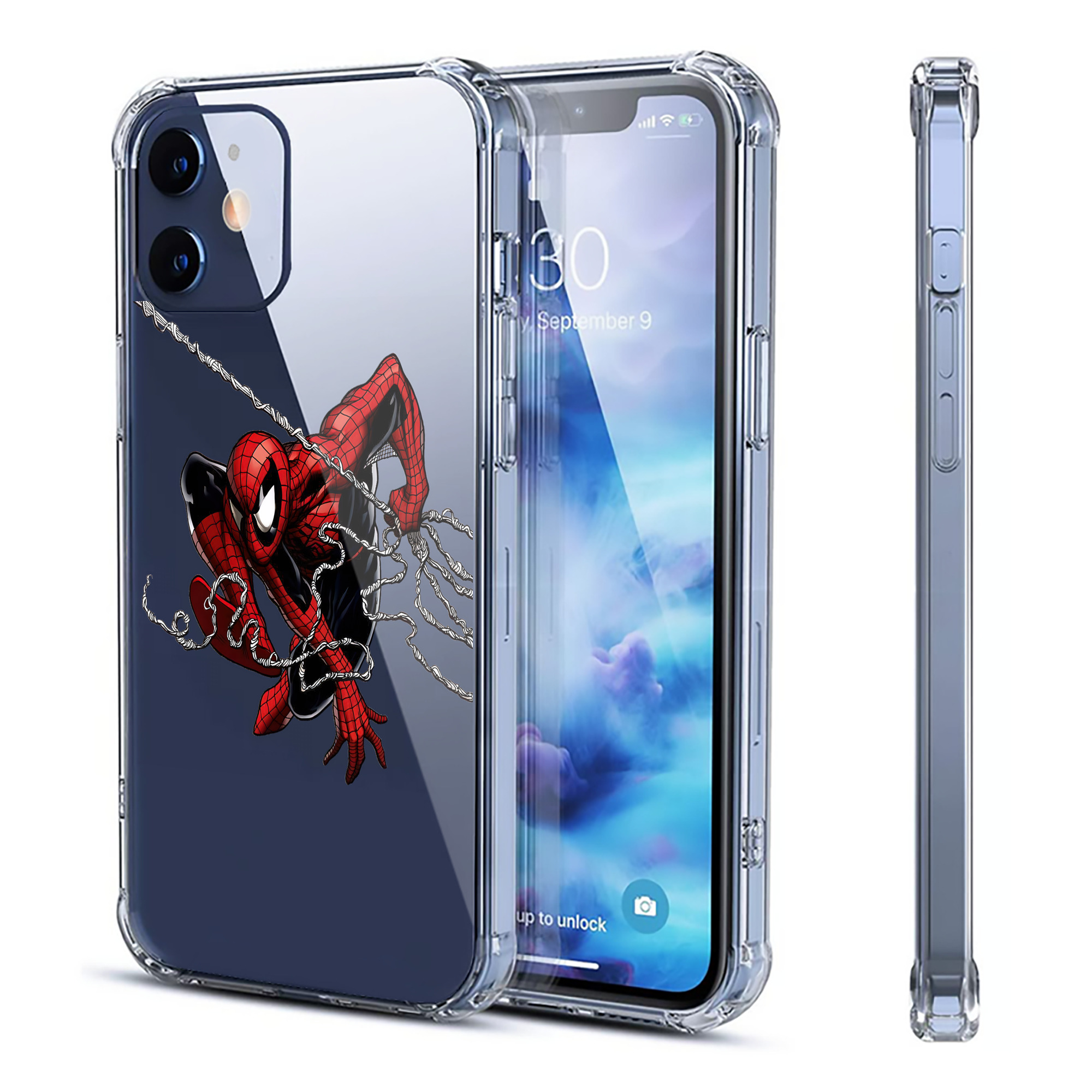 （画像用） Spider Man スパイダーマン 【iPhone 12シリーズ対応】透明スマホケース（クリアソフトケース）
